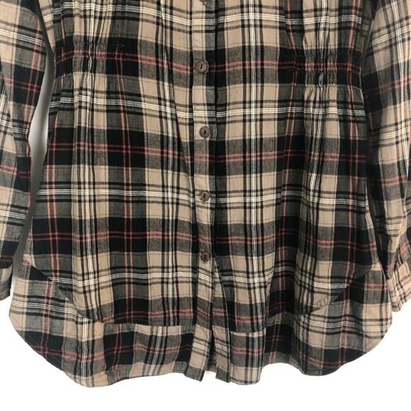The Hanger Button Down Plaid Shirt Size Small High Low Hem - Picture 4 of 10